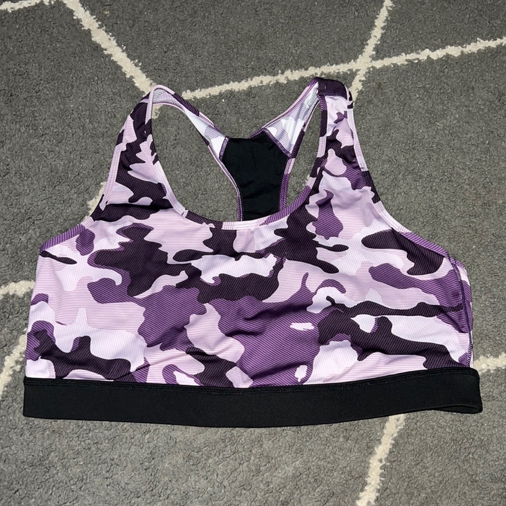 LuLaRoe Rise Purple Camo Invincible Sports Bra Size 2X